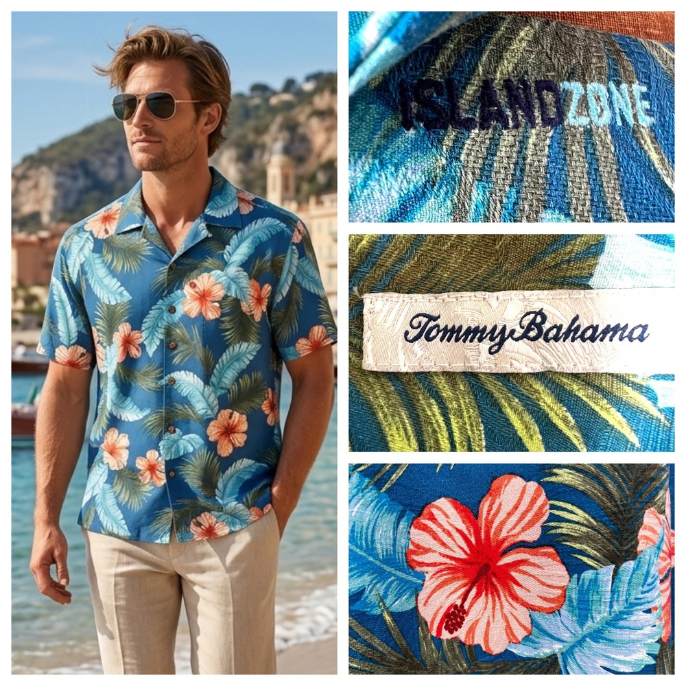 Tommy Bahama Island Zone Silk Coolmax Shirt Hawaiian Camp Cabana Sz Medium NWOT